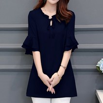 여성 여름 빅사이즈 쉬폰 블라우스 데일리룩 15