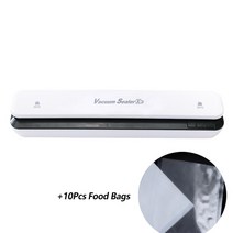 가정용 전기 진공 식품 실러 자동 포장 기계 220V 포장기 10 개 가방 주방 도구, 01 White Black_02 미국 플러그