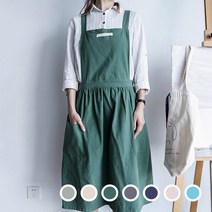 퓨어 컬러 프레쉬 린넨코튼 카페 까페 주방 앞치마 앞치마 공방 꽃집, 스카이블루