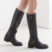 여성신발 소가죽 수제화 미들굽 캐쥬얼 통굽 편한 통넓은롱부츠 3cm