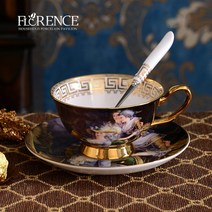 LOLOFORE 영국 명화 고급스러운 카페 찻잔 커피잔 세트 수입 수제 예쁜 빈티지 잔, 유화부인 커피1잔세트(컵+접시+스푼)
