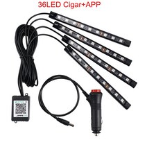 자동차 앰비언트 라이트 스트립 10W USB LED 인테리어 분위기 발 조명 장식 RGB 네온 앱 음성 음악 제어, 02 36LED Cigar APP