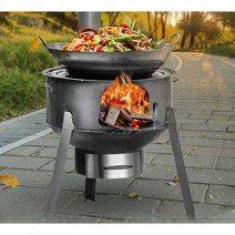 드럼통화덕 농촌 야외 그릴 흡연 숯불화로 바베큐 드, 회색상자가포함된모델58cm+2.7두께