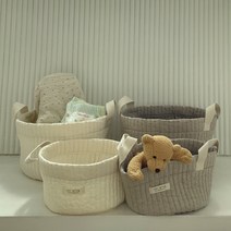 무지 100수 누빔 바구니 / 패브릭 바스켓 / 장난감 기저귀 보관함, 아이보리, M