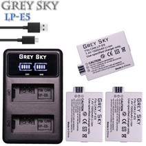 3pcs canon LP-E5 LP E5 카메라 리튬 이온 배터리 EOS Rebel XSi 1000D 500D 450D Kiss X3 X2 F, 02 charger and 3battery