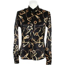 패션올리고 WDS200202-여성용 헬레나 프린트 공단 셔츠 실크셔츠