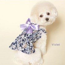W50793DL 애완견 반려견 여름용 러블리 리본 원피스 바이올렛 가정용 야외용 실내용 스, 1개, S, 상품선택