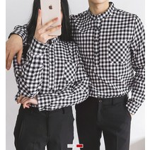 걸스나인 커플 시밀러룩 헨리넥 깅엄체크 셔츠