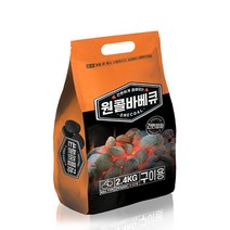 지바바 원콜바베큐 착화형 2.4kg 야자숯 차콜 캠핑 구이용숯 브리켓 바베큐 숯 바비큐, 1개
