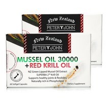 피터앤존 초록입홍합 30000 레드크릴 오일 60정 2팩 Peter and John MusselOil 30 000 RedKrillOil