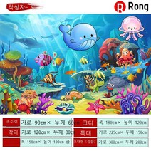 Rong 해저월드 3D입체벽지 거실 안방 홈퍼니싱 자기점벽 스티커 해양돌고래수영장 테마방 방수 스티커 제거 여름 해양벽화 스티커, 3D 오션 월드-05