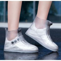 방수 실리콘 신발커버 똑딱이 슈즈커버 장화 미끄럼방지 재사용 가능, 신발커버 (화이트)