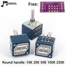 앰프 용품 1PC 일본 ALPS RK27 볼륨 로그 스테레오 전위차계 2-gang 듀얼 10K/20K/50K/100K/250K 전위차계 원형 핸들 + PCB, 03 50KA