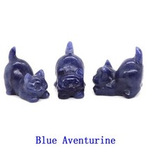 귀여운 스트레치 고양이 그림 자연 돌 새끼 동상 방 장식 미니어처 크리스탈 인형 조경 홈, 05 Blue Aventurine_01 1 PCS