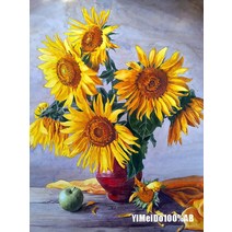 해바라기 보석십자수 집에서할수있는취미 YiMeiDo 100% 다이아몬드 페인팅 해바라기 지퍼 가방 DIY 전체 드, 12 12_05 Round  Full AB 30x20