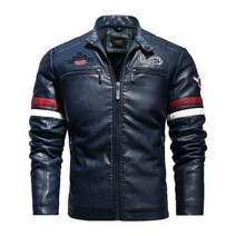 [해외]빈티지 오토바이 자켓 2021 남성 패션 새로운 바이커 가죽 자켓 남성 자수 폭격기 코트 겨울 양털 pu 외투