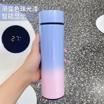 LED 온도표시 보온병 온도컵 혼합색 500ml, 블루와 핑크
