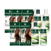 허바틴트 염색약 샴푸 컨디셔너 3종 세트 Herbatint Permanent Hair Color in 5N Light Chestnut, 5팩