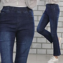 빅빅몰 [쫀쫀스판] [융기모] 밴딩 세미 부츠컷 청바지 여성용 허리밴드 기모 데님 면바지 빅사이즈