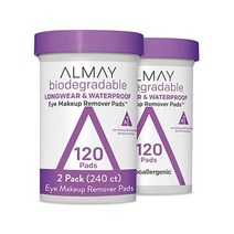 Almay 생분해성 아이 메이크업 리무버 패드 저자극성 2팩, New Version_120 Count (Pack of