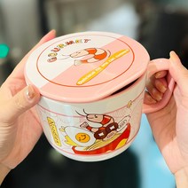 소녀 머그컵 라면그릇 컵라면 용기 뚜껑, E(670ml)