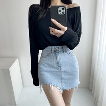구제 언발 찢청 연청 3부 데님 초미니스커트
