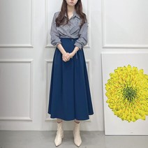 [세인트이브] 자체제작 LST0330 카라넥 스트라이프 플레어 롱원피스