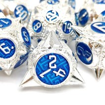 ZHUFAKJ Metal dice Set Metal DND dice Storage Bag d and d dice Dungeons & Dragons dice Set RPG Role-, Silver Blue