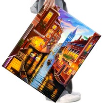 FASEN 액자 보석십자수 캔버스형 DIY 키트 40 x 50 cm, 1세트, FAN76.호수