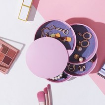 4단 똑똑 회잔식 악세사리 주얼리 정리함 보관함 원형 슬라이드식, 4단 톡톡 악세사리 정리함 핑크