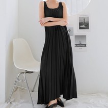 플리츠 세로주름 민소매 롱 원피스