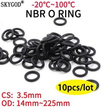 고무 오링 10pcs nbr o 링 씰 가스켓 두께 cs 3.5mm od 14 1세트, 외경 14mm 내경 7mm, 검은색