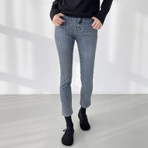 워싱 기모 슬림 일자 데님 팬츠