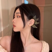 1 Pc 세련 된 엘 프 귀 커 프 스 메이플 리프 할로우 지 르 콘 리프 코스 프레 요정 귀걸이 클립 여자 여자 웨딩 귀 커 프 스 쥬얼리