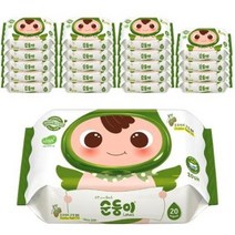순둥이 로하스 휴대용 아기 물티슈 캡형, 20매, 20팩