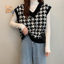 주디앤 여성 패턴 간절기 니트 조끼 베스트
