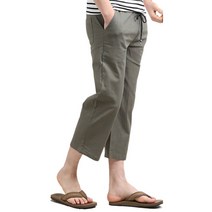 루찌 여름바지 BJ-린넨스판 밴딩 와이드8부 쿨팬츠