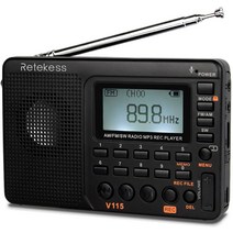 Retekess V-115 라디오 풀 밴드 라디오 레코더 FM AM MP3 재생