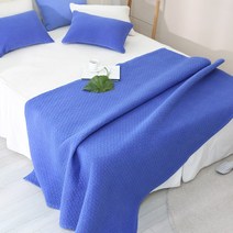 이솔홈 국내산 순면 피그먼트 침대 패드 이불 겸용 60수 아사, 블루
