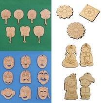 [홈앤스쿨] 나무 팬던트 (1P) 목걸이 열쇠고리 만들기 DIY 전통문양 부채 탈춤 한복, 02.전통문양(1개)