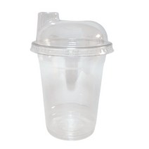 생활을그리다 투명 PET 아이스컵 + 스트로우프리 뚜껑 세트, 410ml, 50세트