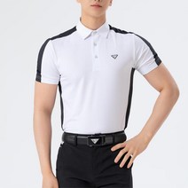 뒷면 메쉬 원단 남자 기능성 골프복 배색 라인 카라 반팔티 필드