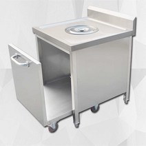 업소용 음식물통 잔반 처리대 급식실 퇴식구 음쓰통, 원형 60x60x80+15cm+등받이