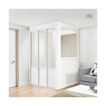 [솔리에] [비밀가격] ㄱ자 3연동 파티션형 슬림도어 중문(고시형/1200~1500mm), 색상:그레이 / 유리:브론즈샤틴