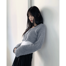 포드린 푸들 단추 크롭 가디건