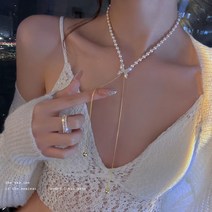 에떼르나 진주 나비 목걸이 롱목걸이 패션 포인트 목걸이