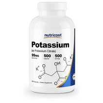 Nutricost Potassium Citrate 뉴트리코스트 칼륨 시트레이트 99mg 500캡슐, 1개, 1
