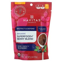 유기농 Superfood+ 베리 혼합물 아사이베리 + 구기자 + 블루베리 150g(5.3oz) - 네비타스올가닉스 353030