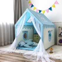 소녀 공주 플레이 하우스 인디언 공주 실내 놀이 텐트, R. 판타지 블루 PVC_r