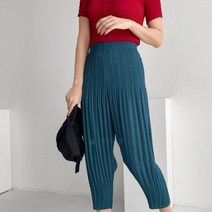 옷자락 여자 주름원단 플리츠 하렘핏 8부 밴딩 팬츠